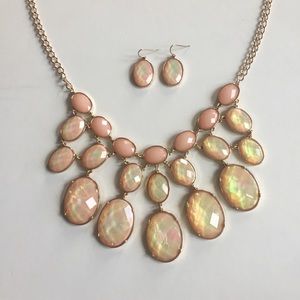 Nude & Blush Iridescent Statement Necklace Set
